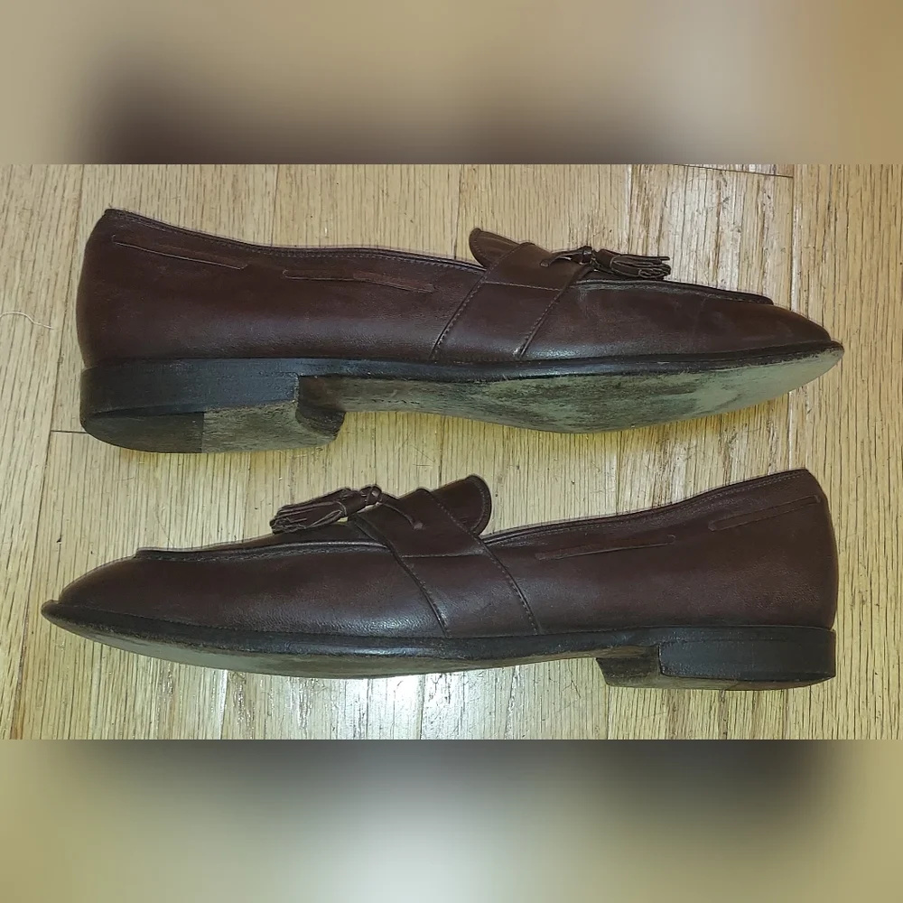 POLO RALPH LAUREN RLF 370 MEN'S BROWN LEATHER LOAFERS SIZE 10 D MADE IN ITALY